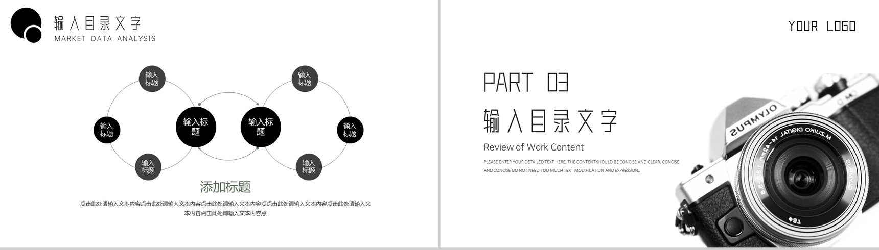 黑白简约相机产品介绍PPT模板-6