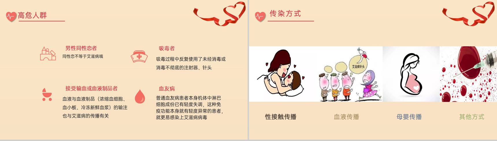 浅橙色简约风预防艾滋珍爱生命艾滋病宣传日PPT模板-5