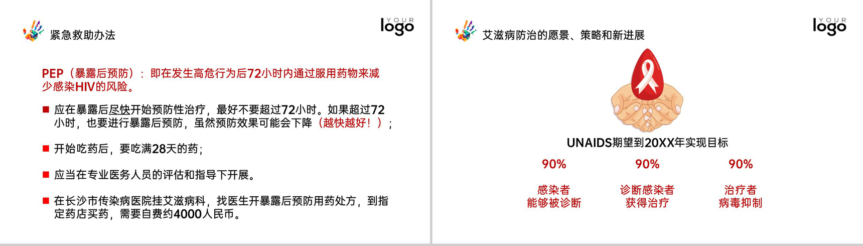 红色简约风防治艾滋病世界艾滋病日教育班会PPT模板-15