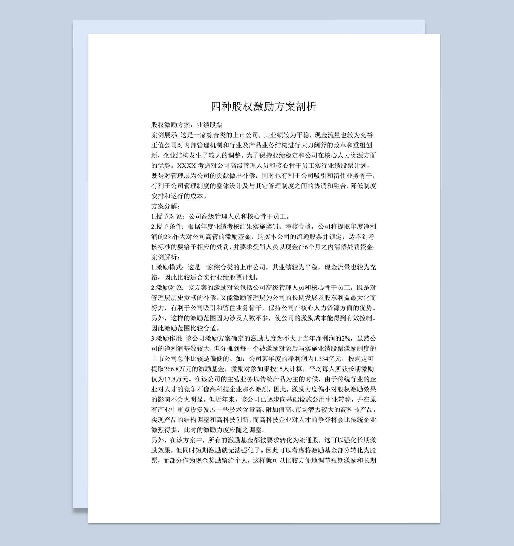 公司期权激励方案四种股权激励方案期权激励协议Word模板-1