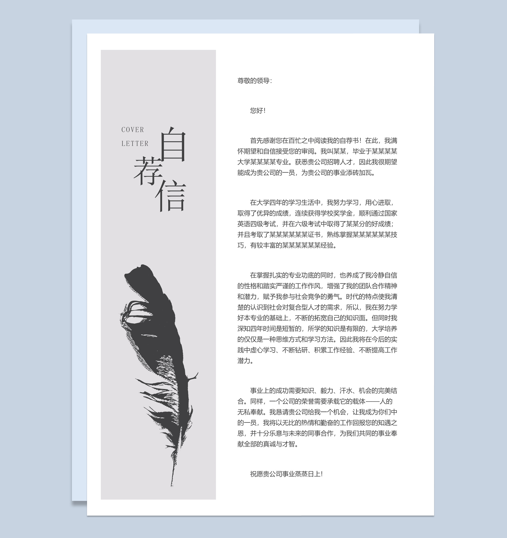 灰色商务风格电视编导个人求职简历套装Word模板-2