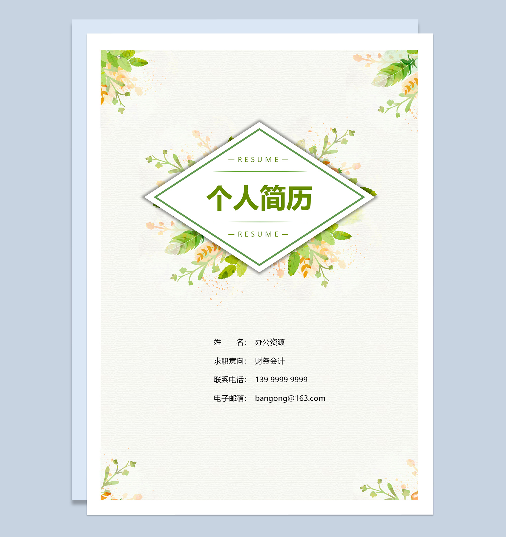 财务会计出纳求职应聘简历成套Word模板-1