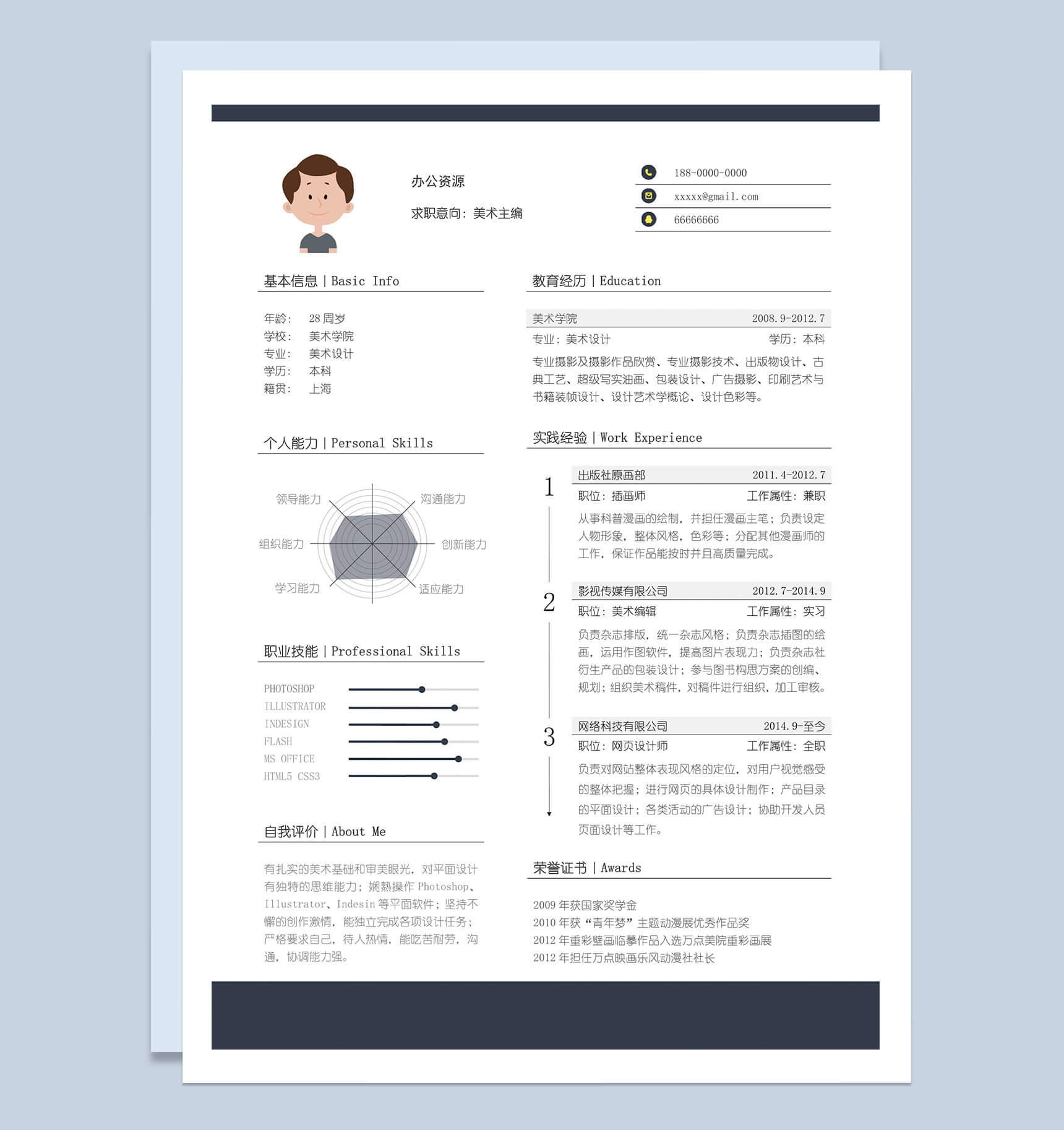 艺术主编应聘个人简介Word模板-1