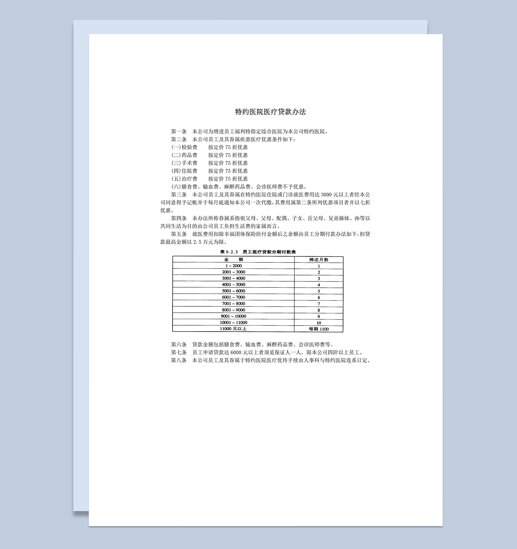 特约医院医疗贷款办法word模板