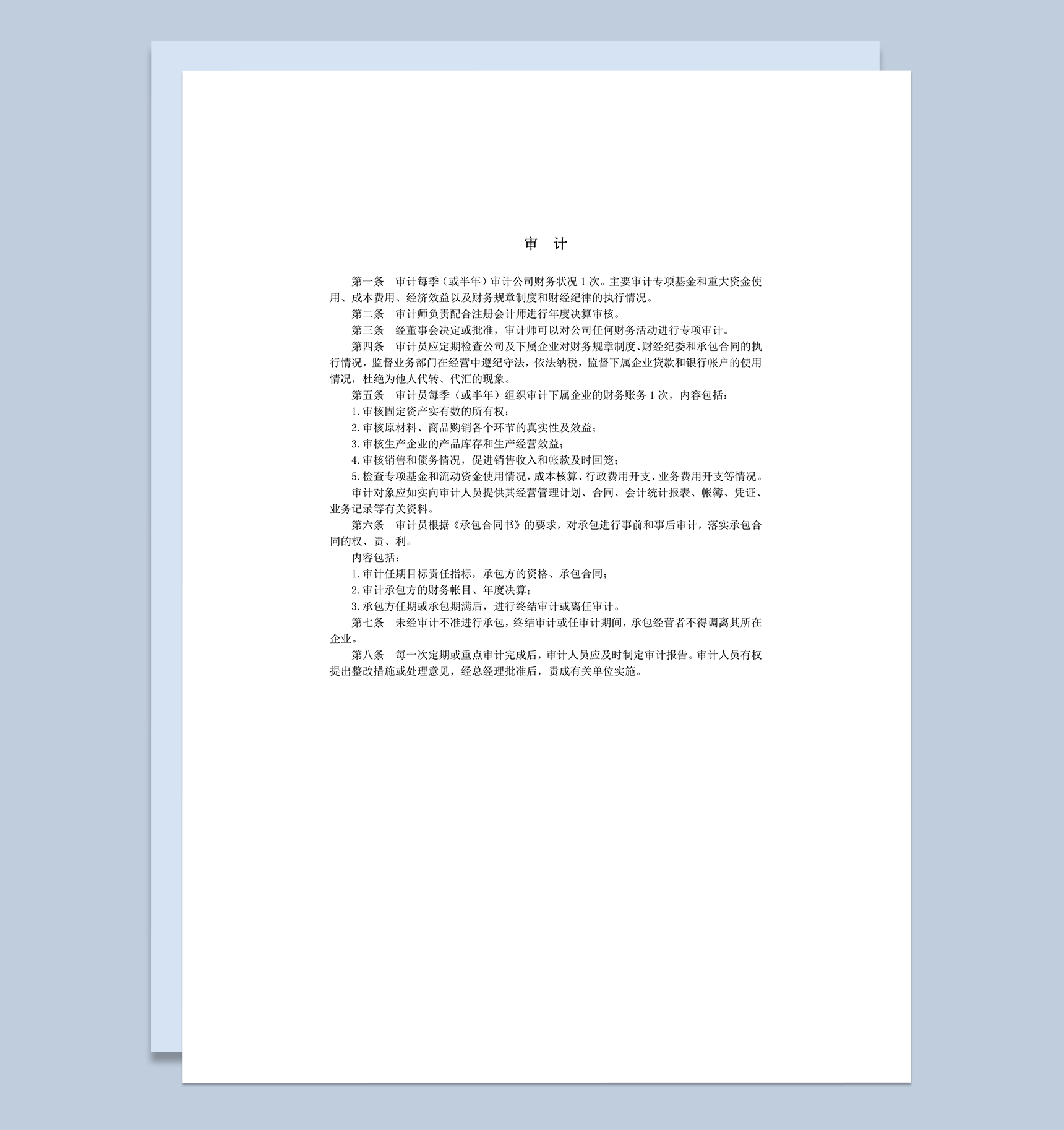 公司审计工作要求word模板