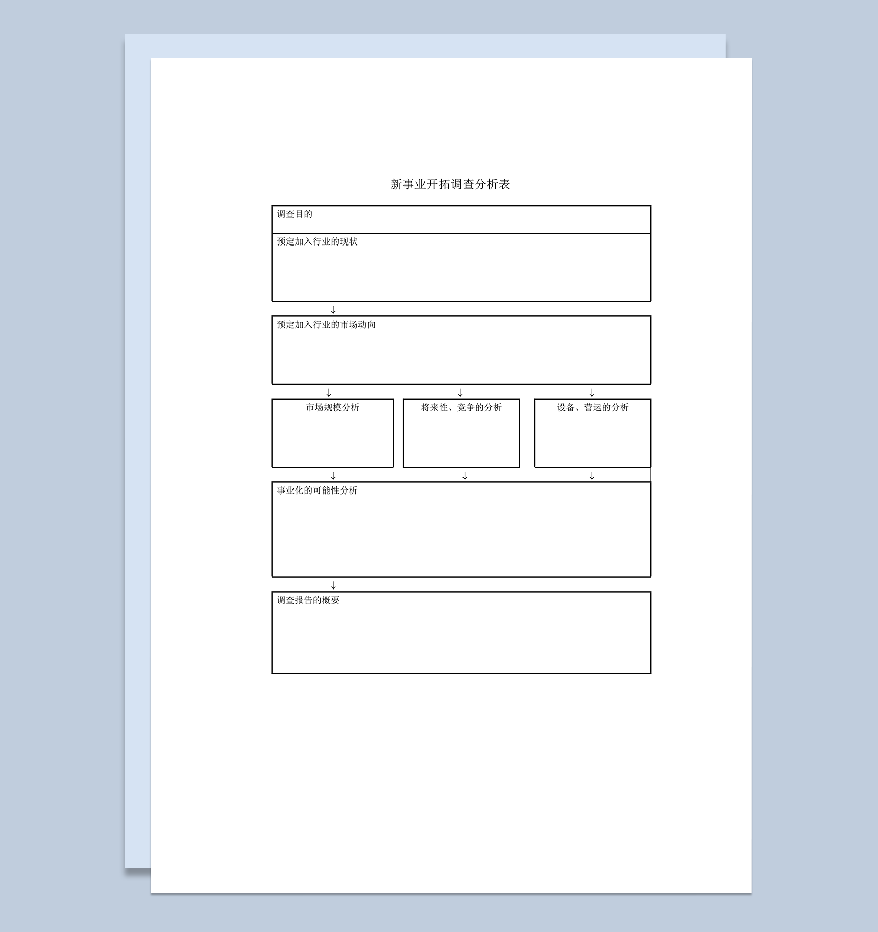 新事业开拓市场调查分析表word模板