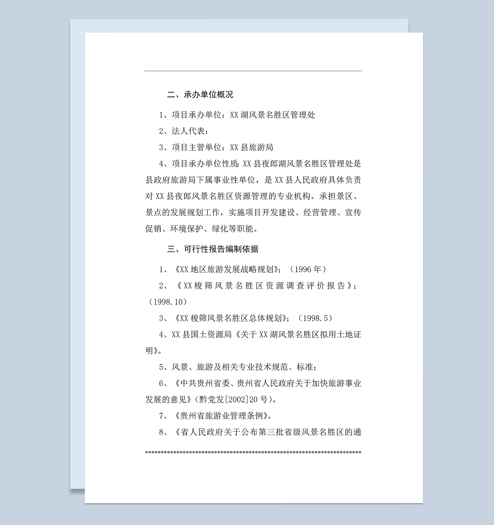 风景名胜区基础设施建设项目可行性研究报告Word模板-1