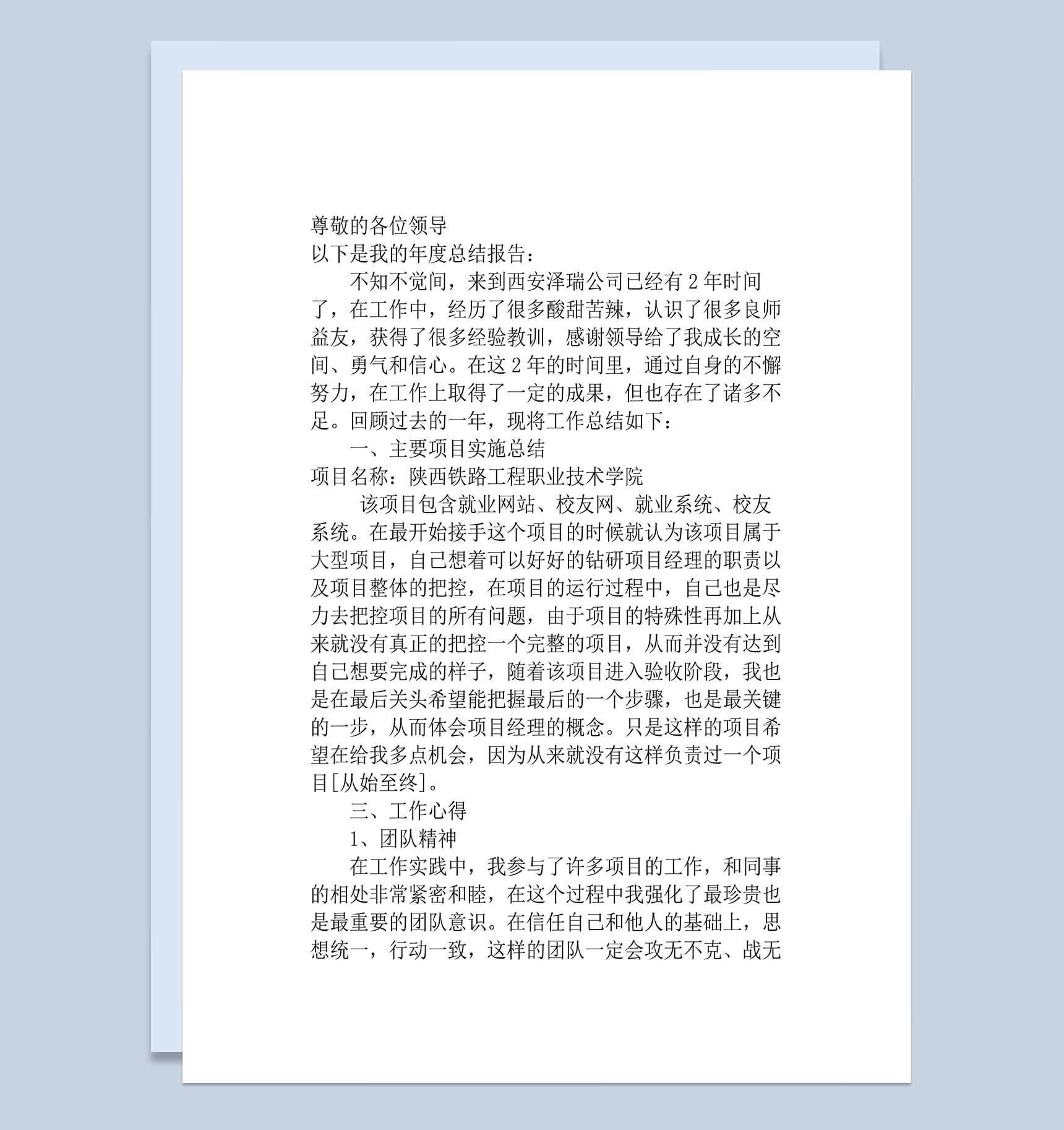 软件实施年终工作总结报告Word模板