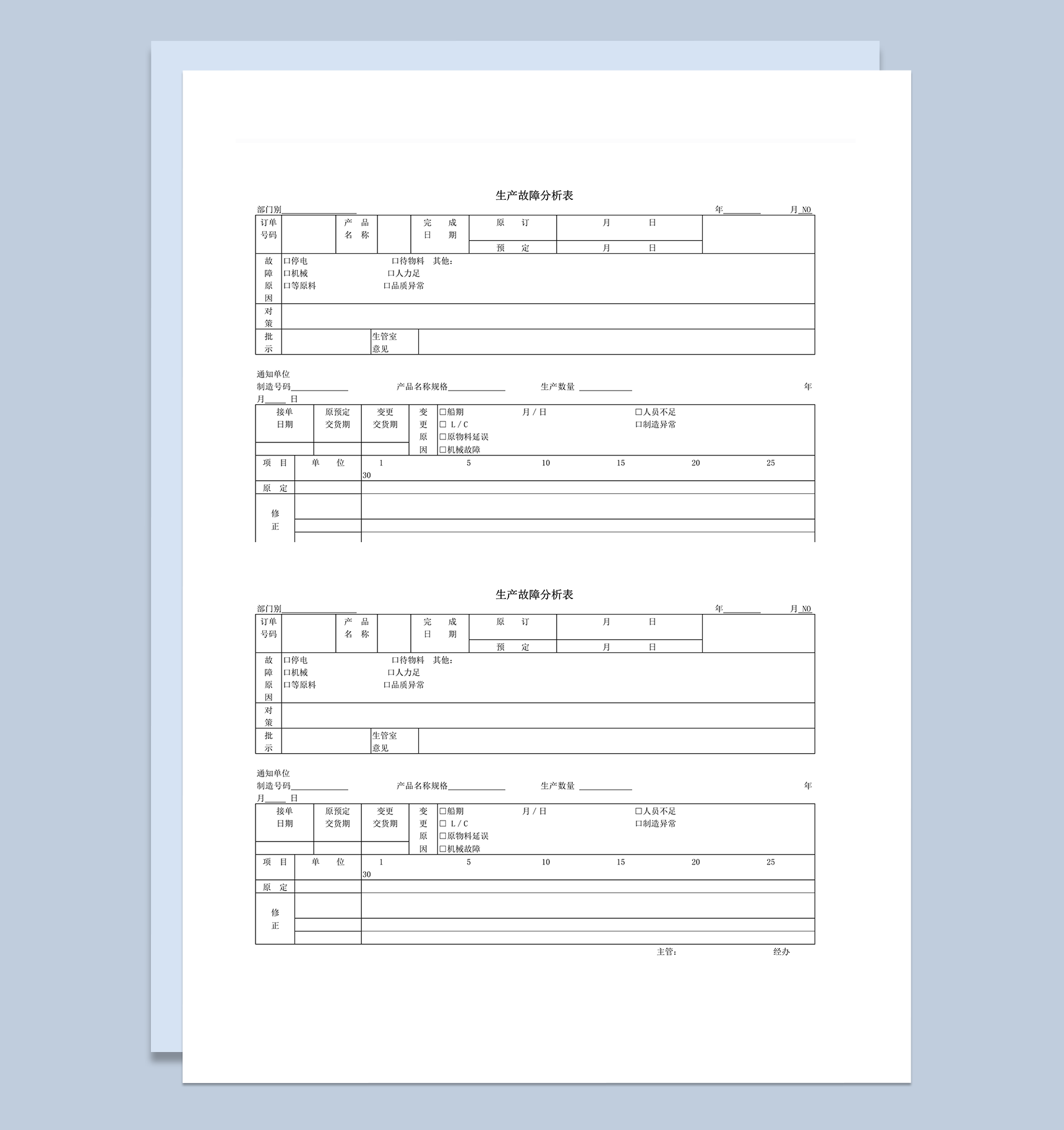 生产故障分析表word模板