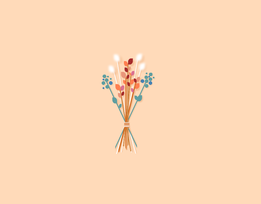 divcss布局模板代码，小清新干花花束素材